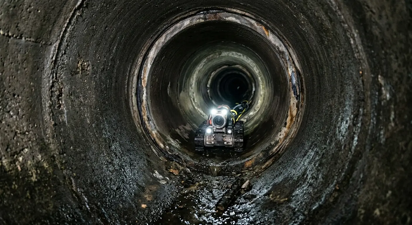 Robotic sewer camera inspecting pipe interior for Sewer Line Repair in Fort Lewis